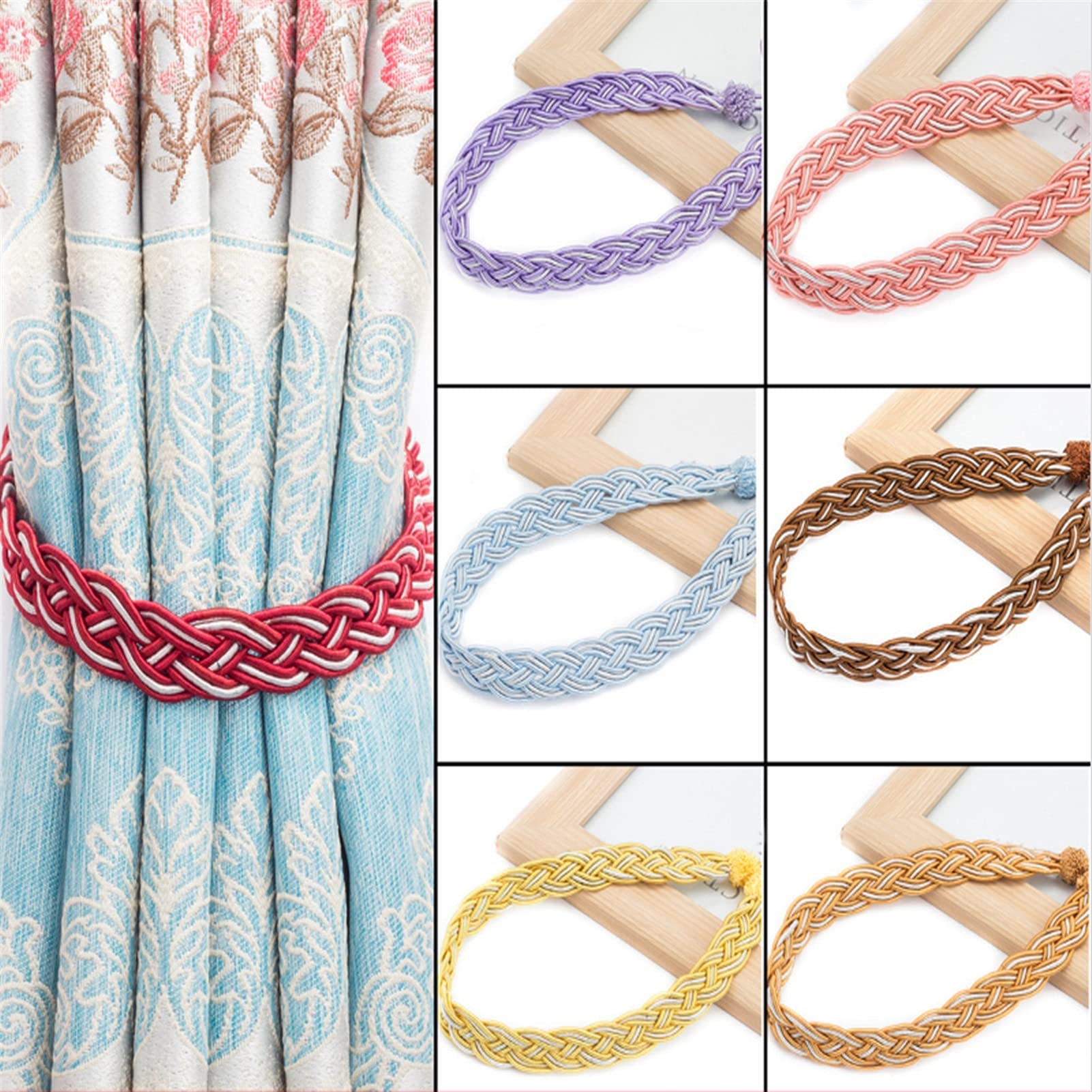 Alzapaños para cortinas, 9 piezas, correas tejidas hechas a mano para soportes de cortinas, accesorios decorativos para el hogar