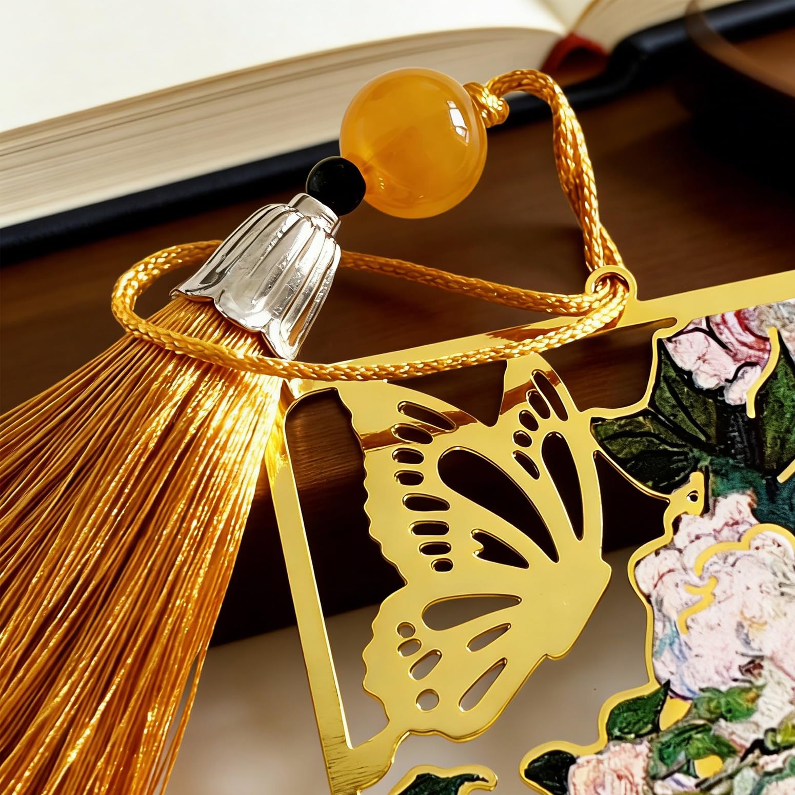 Marque-page en alliage rose avec pendentif papillon et pompon de qualité supérieure dans une boîte cadeau, marque-pages élégants en métal pour femmes, hommes, enfants, amateurs de livres