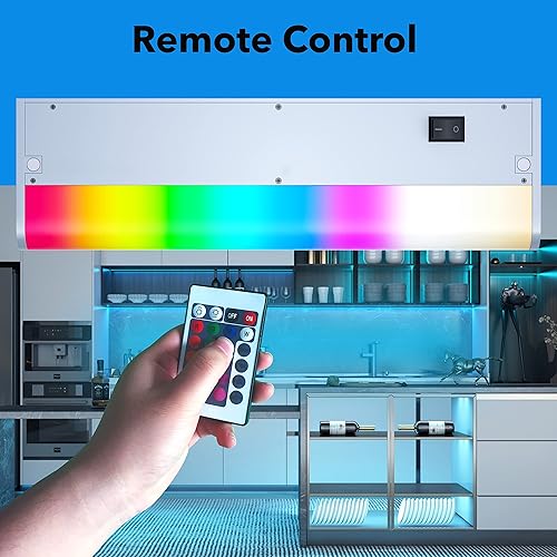 Miniatura 7 de Luces LED inteligentes para debajo del gabinete, cableadas o enchufables, color blanco y ambiente de color regulables con control remoto, funciona