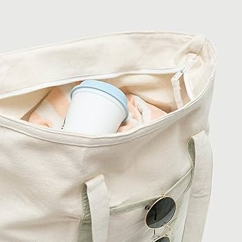 Amazon.com: Sage Green Canvas Tote Bag - 22 Inch, Zipper Top