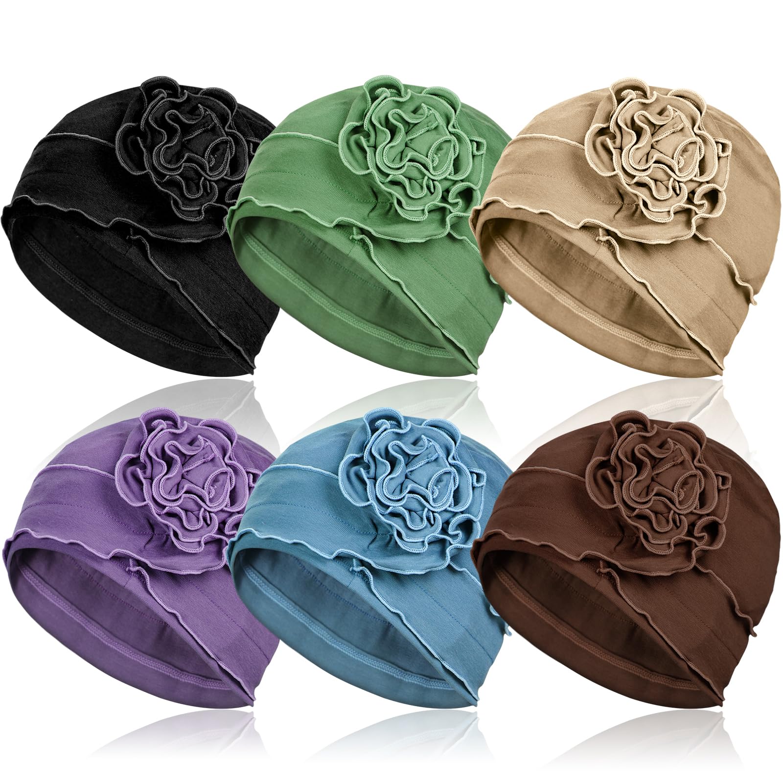 AIPESL 6 Pieces Cotton Chemo Turban Headwear, Soft Cancer Headwear Elastic Chemo Hats for Women