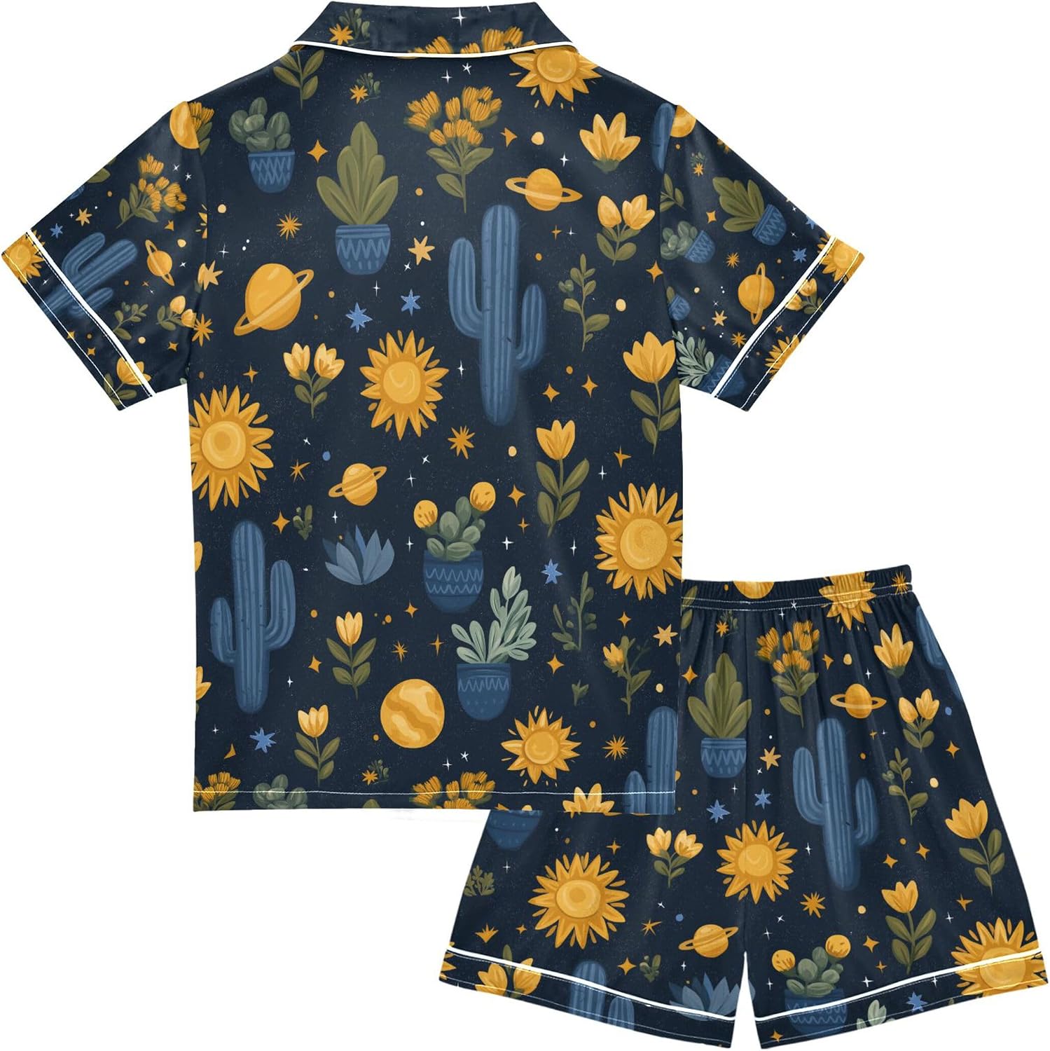 Silk Pajama Sets Short Sleeve Pajamas Soft Sleepwear 2 Piece Pjs Set
