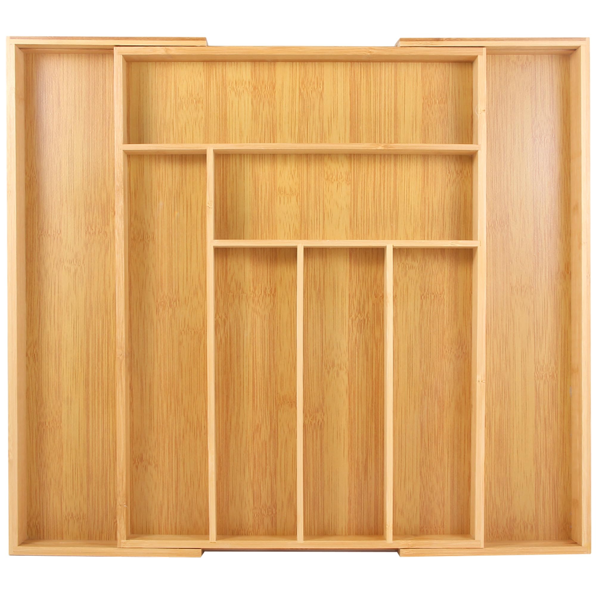 Photo 1 of isheTao Bamboo Expandable Kitchen Drawer Organizer, Kitchen Drawer Organizer for Large Utensils, Silverware Organizer, Adjustable Cutlery Tray with Grooved Drawer Dividers for Silverware, Flatware 8 Slots
