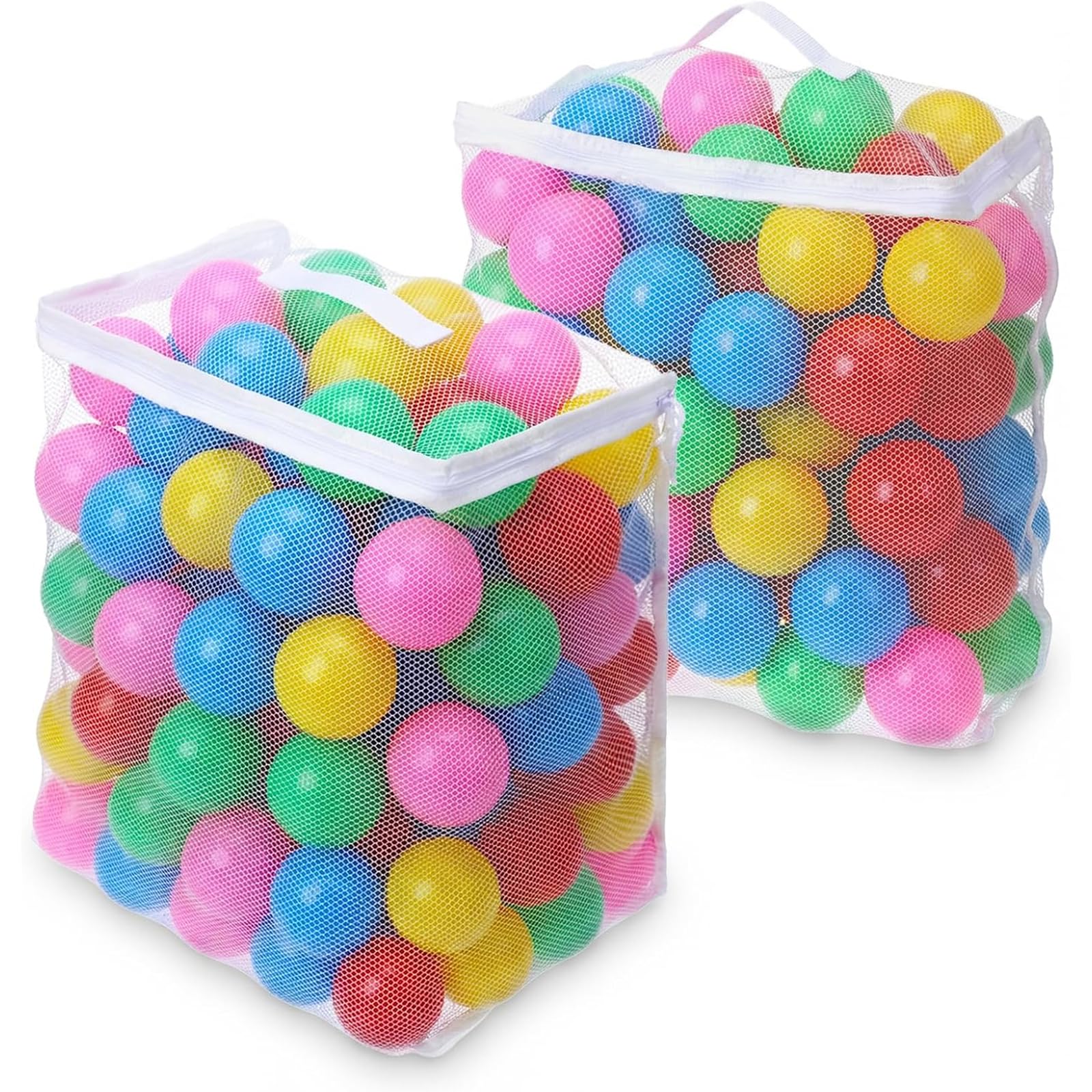 3PCS Ball Pit Balls Bags,Play Area Organizer,Reusable Storage Mesh Bag for Storage Colorful Ocean Pool Toys(Bags Only, Balls Not Included)