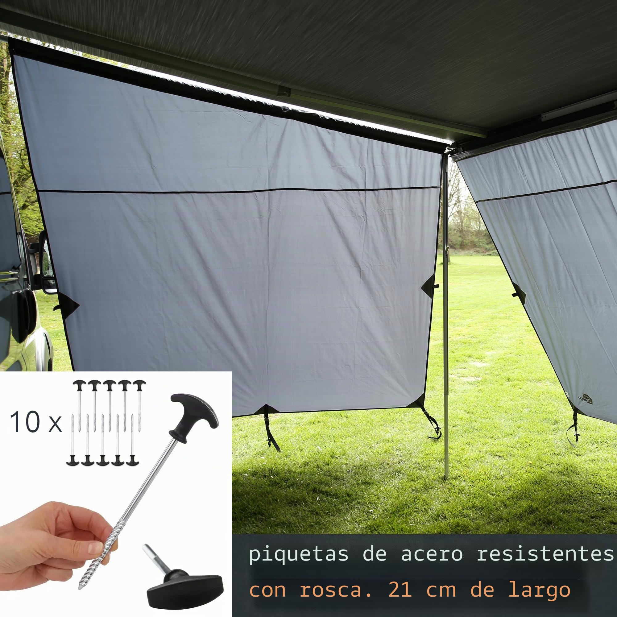 your GEAR Córcega 2.4 - Set de pared de toldo con pared frontal y 2 paredes laterales - Protección contra el sol, el viento y la lluvia