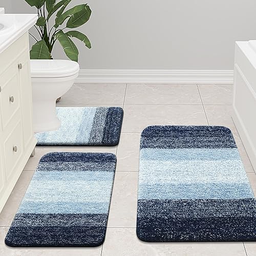 Miniatura 8 de Arotive Tapetes de baño de microfibra, peludos, suaves y absorbentes, antideslizantes, de felpa gruesa, lavables a máquina, para baño, bañera y