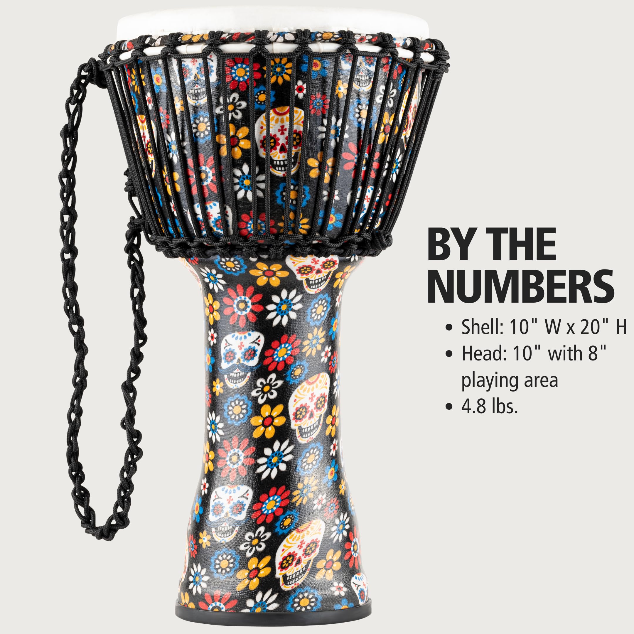 Meinl Percussion Travel Series Djembe -Pelle in Fibra Finitura Day of the Dead 10" (PADJ7-M-F)