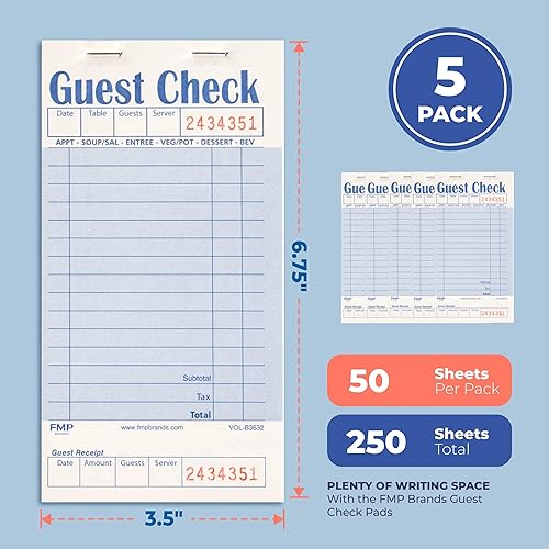 Vista 57 de 10 talonarios con comandas para pedidos de clientes, para mozos, con recibos para los clientes, para pedidos de comida de restaurantes, 50 comandas