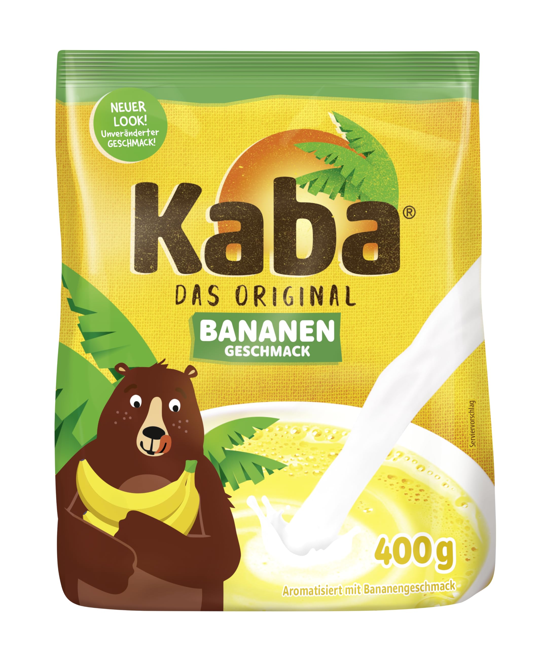 Kaba Banane 400g Beutel veganes Trinkpulver, das Original Bananenmilch-Pulver zum Anrühren in kalter & warmer Milch