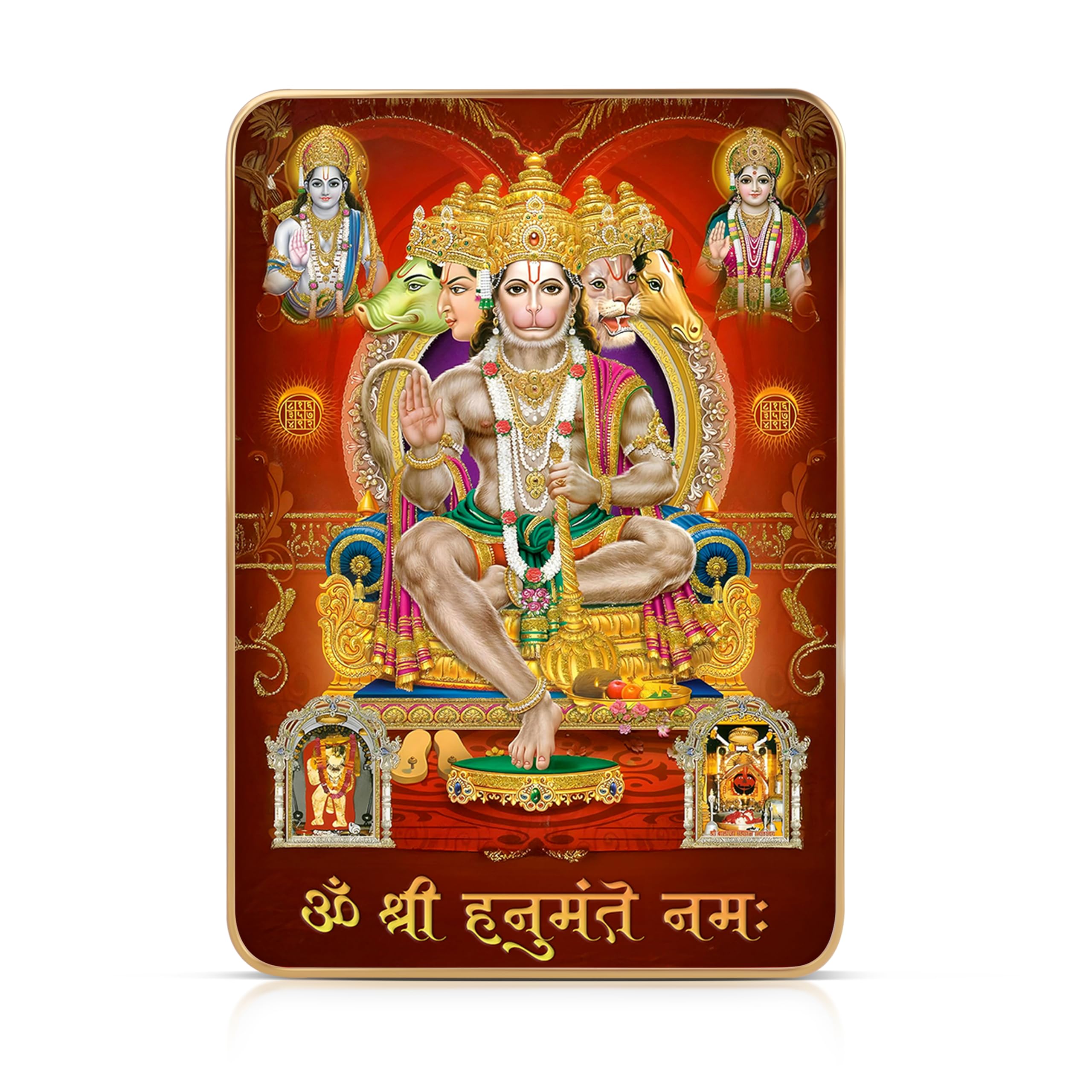 Panchmukhi Hanuman Ji Photo Frame for Home Office Temple Pooja Room Spiritual Wall Decor Gift Divine Religious Frame with Sanskrit Mantra Printed in Vibrant Multicolor 6x8 Inches-image-2