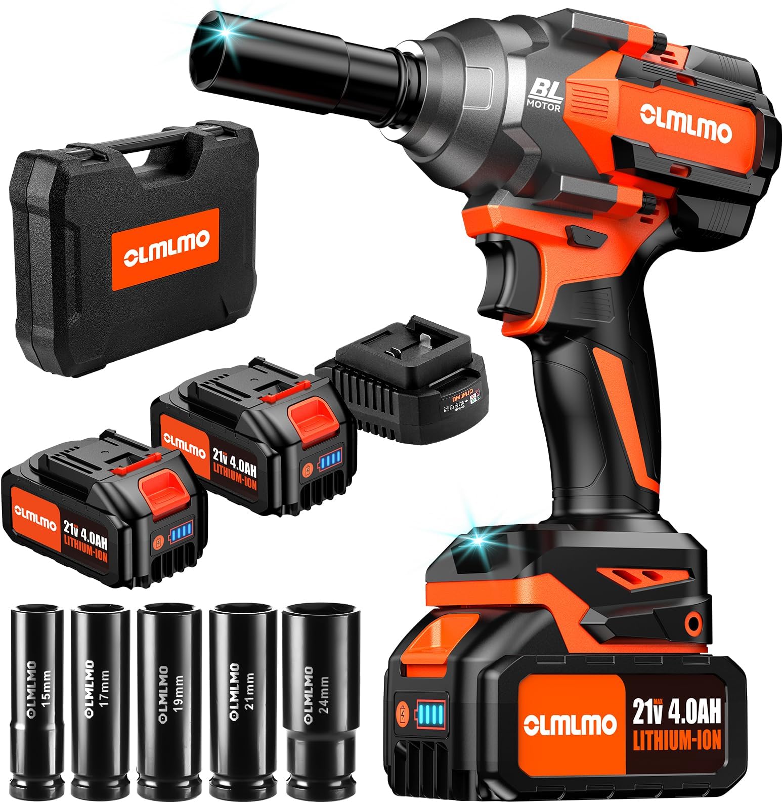 olmlmo Akku Schlagschrauber 1000NM (738 Ftlb) High Torque Schlagschrauber Bürstenloser Motor