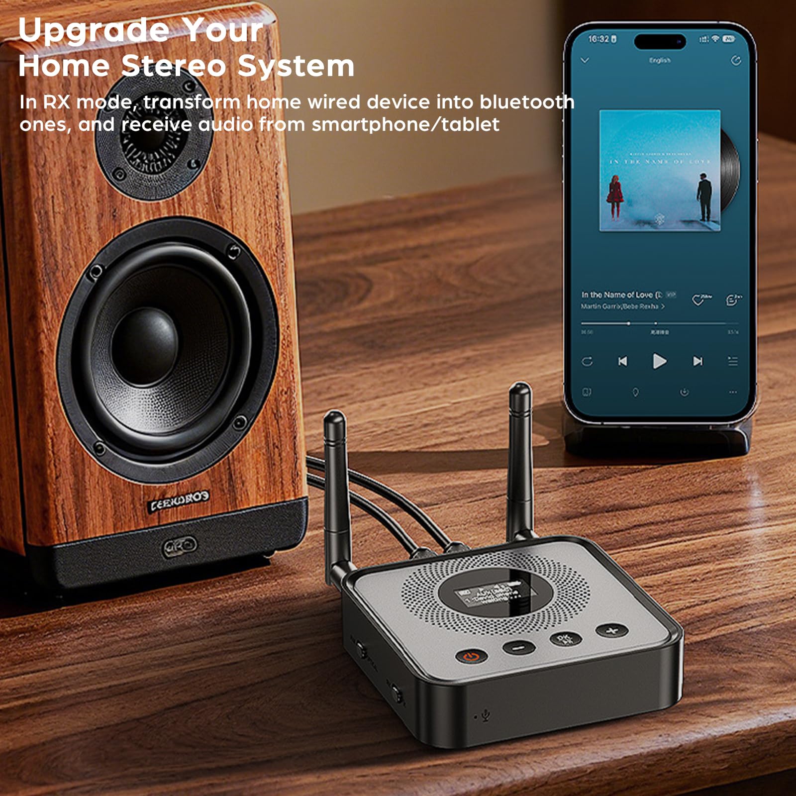 Bluetooth 5.2 Transmitter Empfänger für TV Home Stereo, 2-in-1 Wireless Bluetooth Audio Adapter mit AUX Optischem LCD Display U Disk Wiedergabe Dual Pairing für Kopfhörer Lautsprecher Musik Streaming