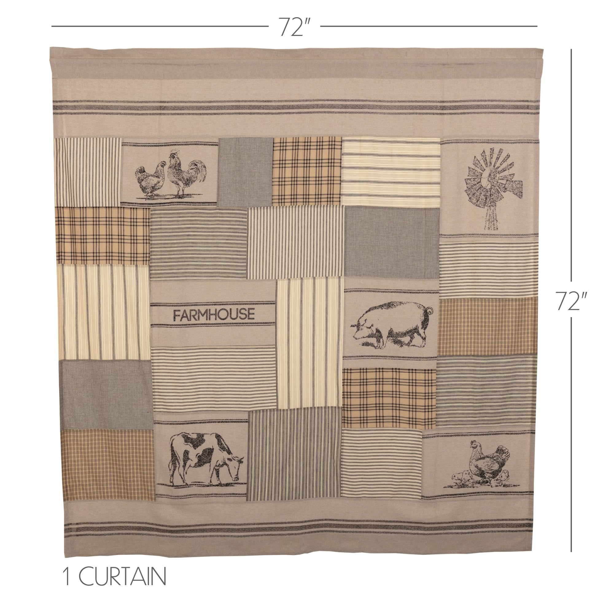 VHC Brands Cortina de Ducha de algodón, Gris carbón