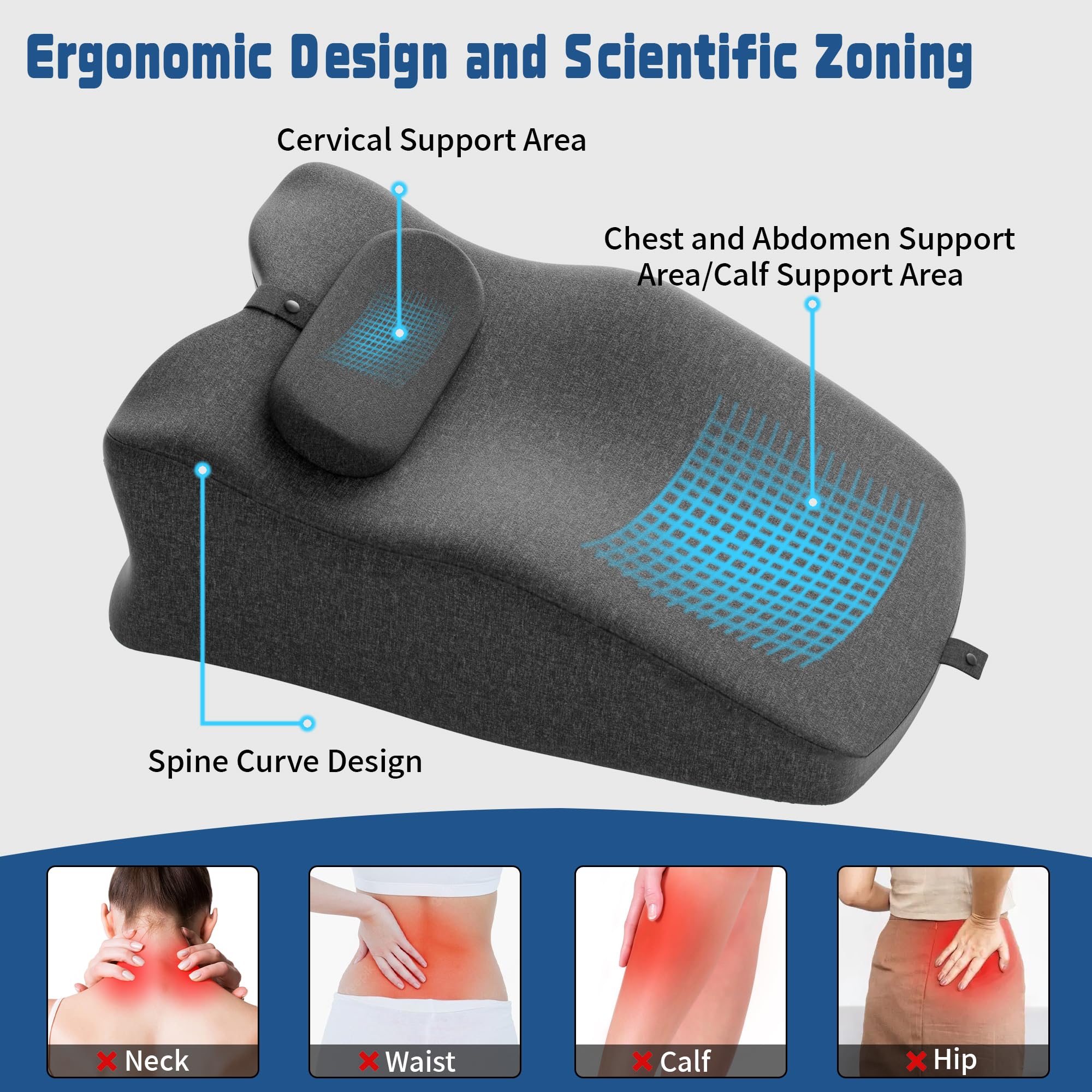 Cojín de lectura para cama y sofá, espuma viscoelástica, cojín ergonómico para la espalda