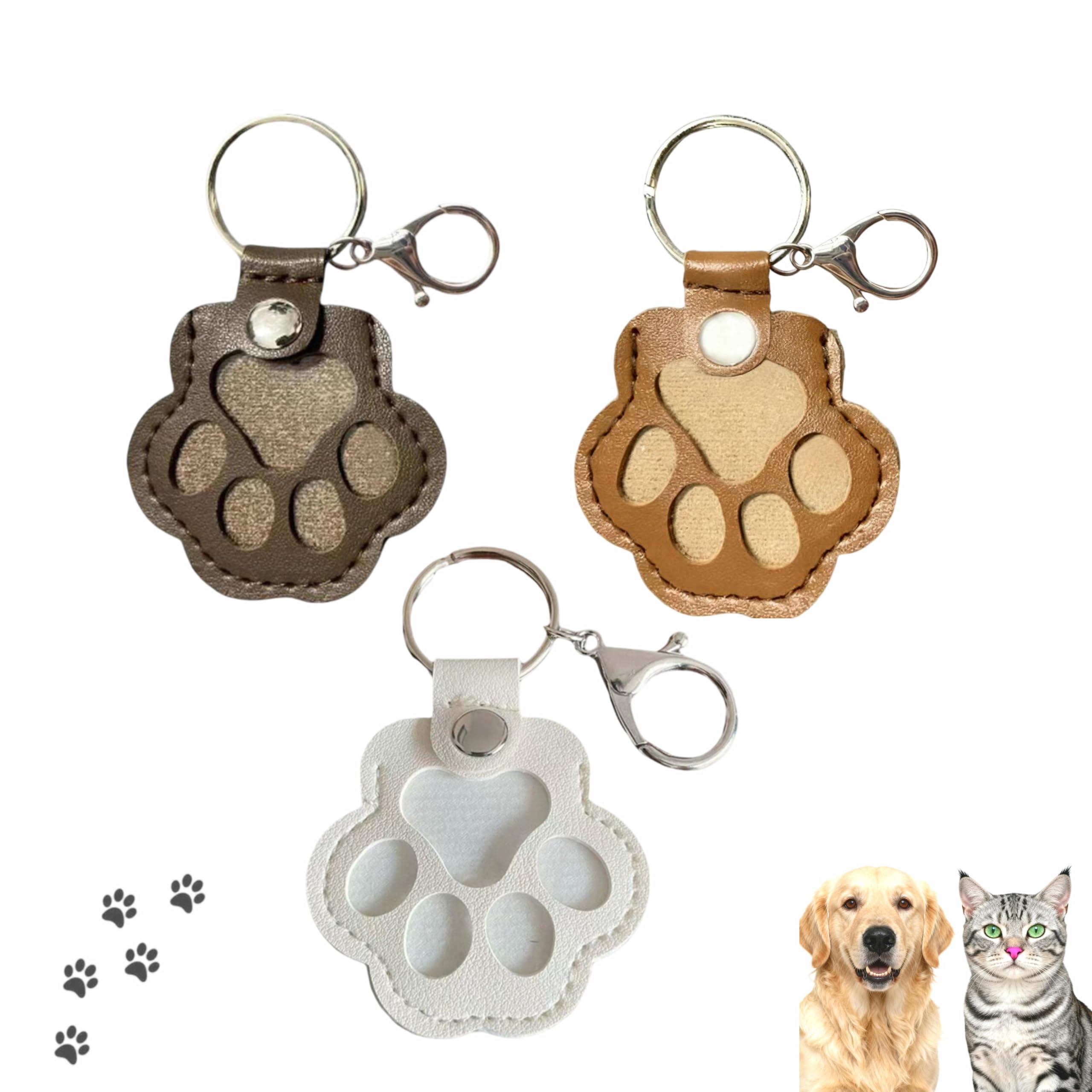 3 portachiavi per peli di cane, regali commemorativi per animali domestici, per borsa, zaino, portachiavi carino a forma di zampa di animale domestico, portachiavi unico da collezione