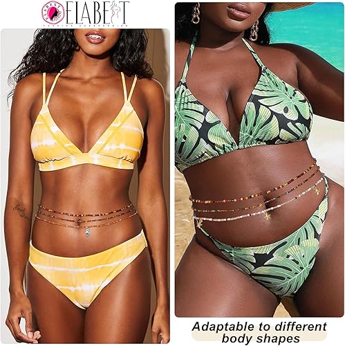 Miniatura 2 de ELABEST Cuentas africanas de cintura para mujer, no elásticas, 8 cuentas para el vientre, tallas grandes, coloridas, hechas a mano, accesorios de