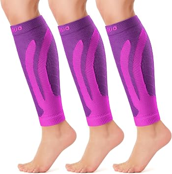 CAMBIVO Calf Compression Sleeve 3 Pairs Footless Compression Socks Running