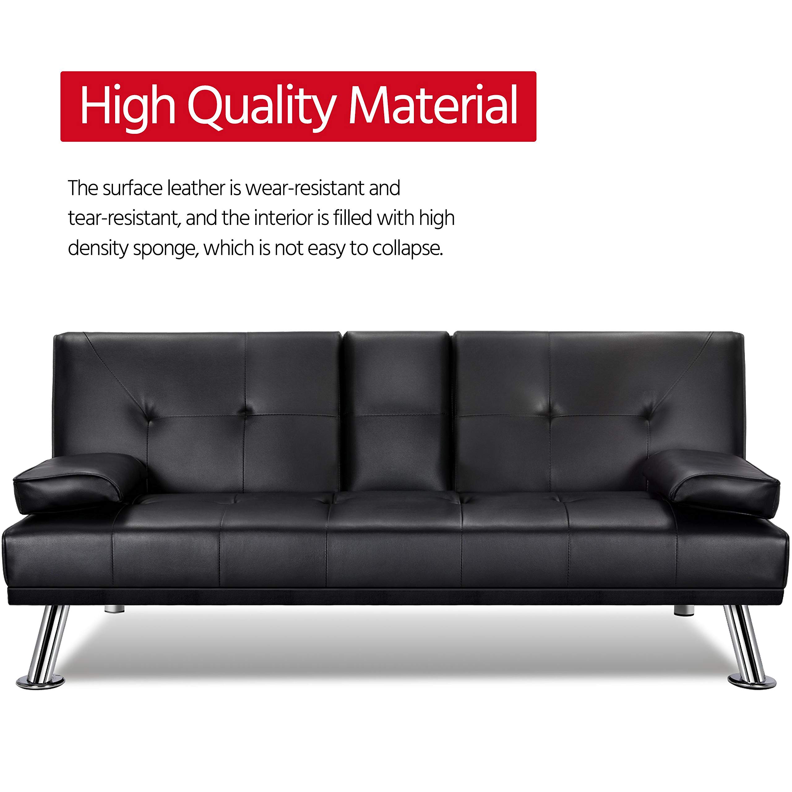 Yaheetech Convertible Sofa Bed Adjustable Couch Sleeper Modern Faux