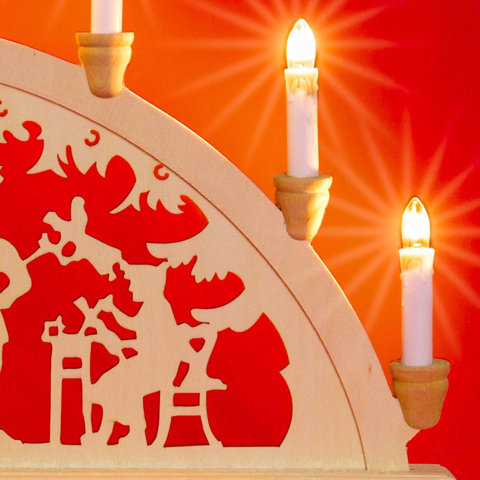 SIKORA LB33-7 klassicher Holz Schwibbogen beleuchteter Lichterbogen mit 7 Kerzen Deko Weihnachten Motiv Bergmann Deko Weihnachten Breite ca. 59 cm