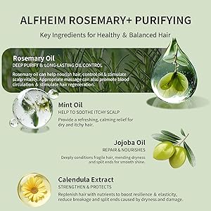Alfheim Rosemary+ Purifying Hair Care Gift Set | Shampoo, Conditioner, Hair Mask, Leave-in Conditioner & Hair Oil | Scalp & Hair Purifying, Hydrating & Volumizing | Holiday Gift for Women & Men
