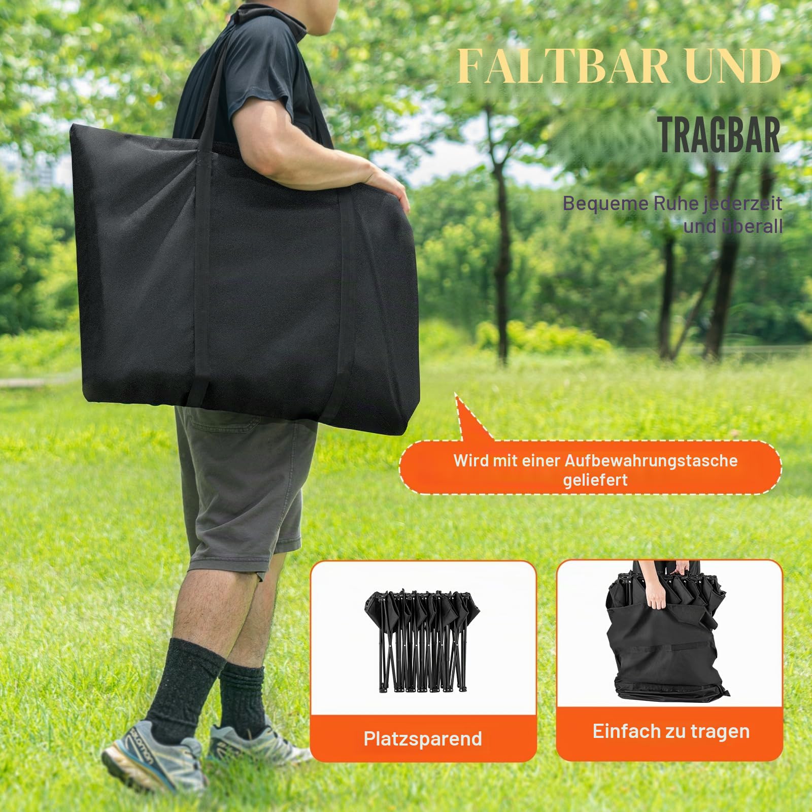 VEVOR Tragbare Klappbank, 6 Sitze, Faltbare Seitenbank, Outdoor-Campingbankstühle mit Tragetasche, Mannschaftssport-Seitenbank für Fußball, Camping, Angeln, kein Zusammenbau nötig