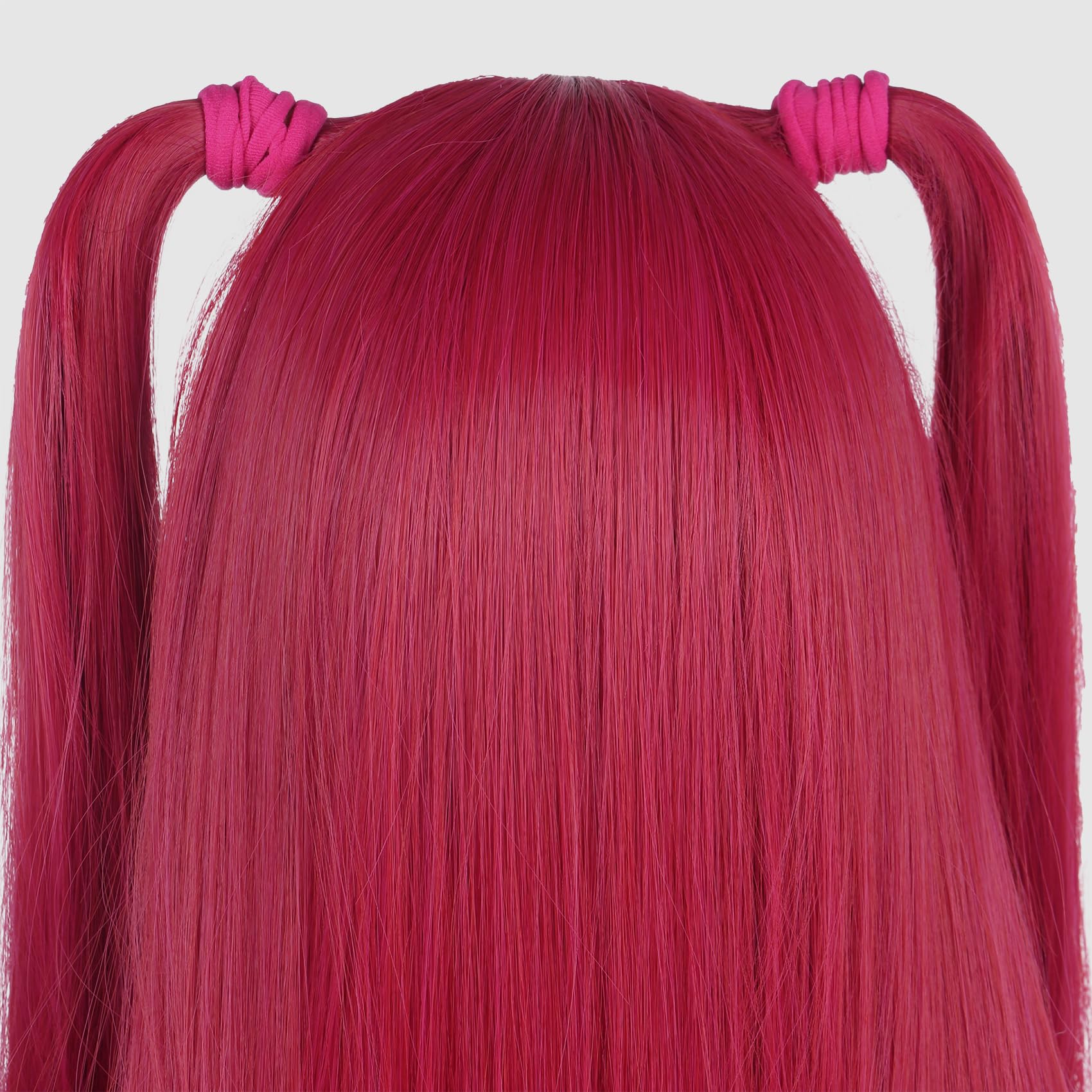 karlery FILLE Longue Droite Rose vif Perruque avec 2 queues de cheval Dessin animé Anime Film Cosplay Perruque Halloween Costume Party Perruque