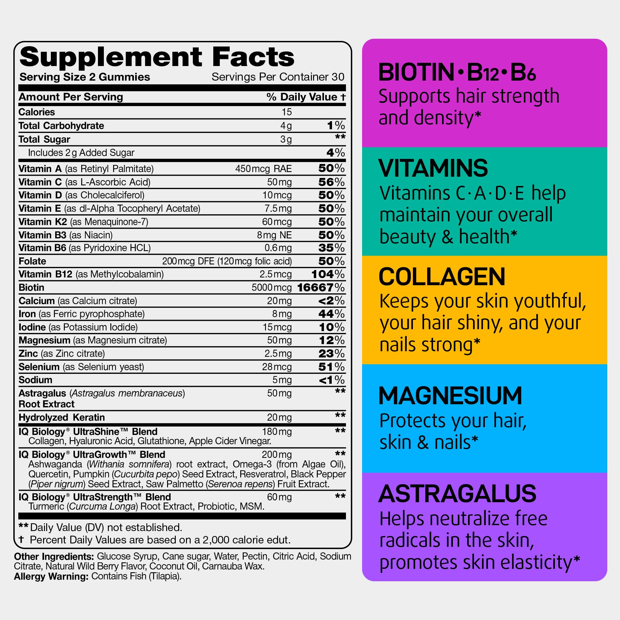 Biotin Gummies for Hair, Skin & Nails - Hair Growth Vitamins Women & Men — Amazon image 2