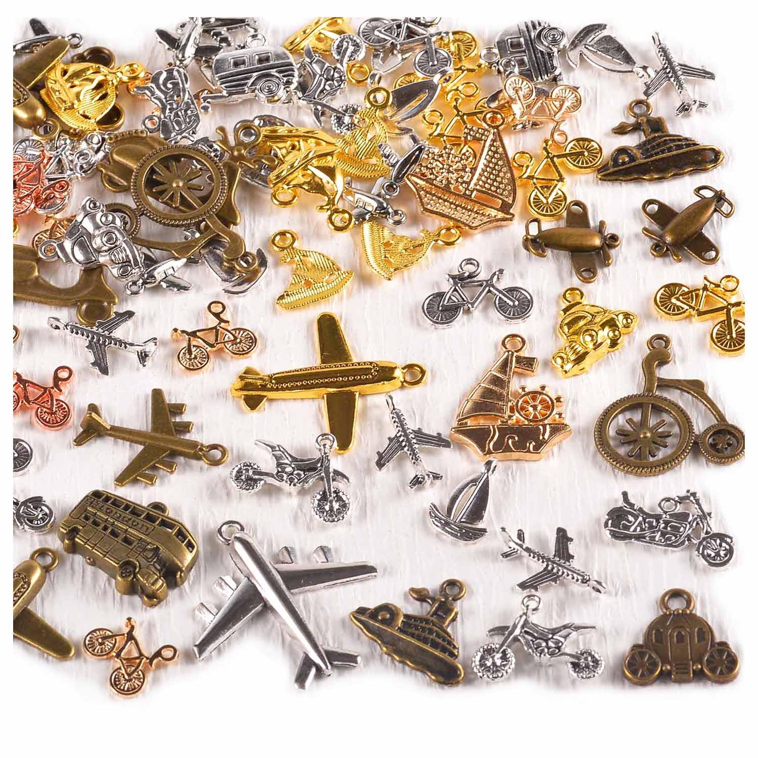 stino Metal Charms for Jewelry Making 100gram, Bulk Tibetan Silver & Gold Trinkets for Earring Necklace Jewelry Making and Findings