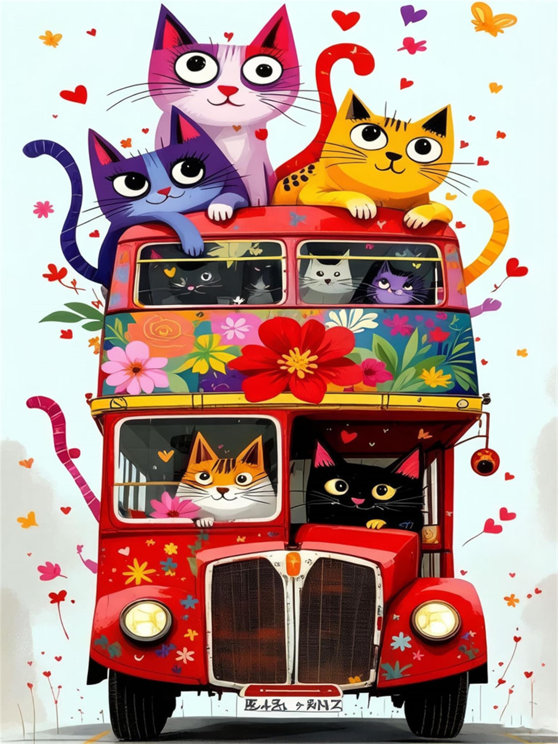 Nanjdian Cat Adults Paint By Number Kits,Painting By Number Kits On Canvas,Large Color By Numbers Adult Watercolor Gifts For Friends Wall Decor (Cat)