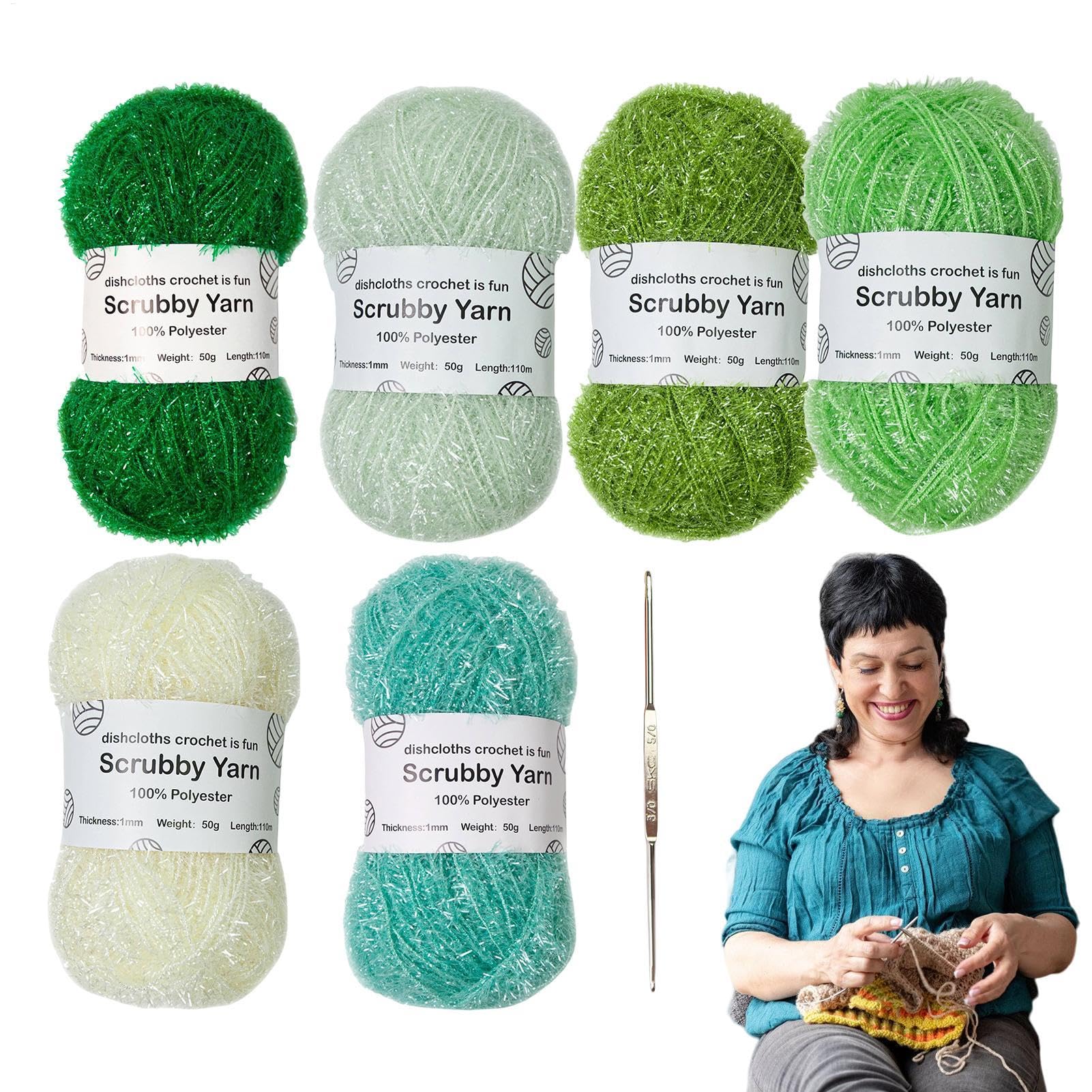 Fil à récurer Scrubby Shine aux couleurs vives pour lavettes et tampons fait main