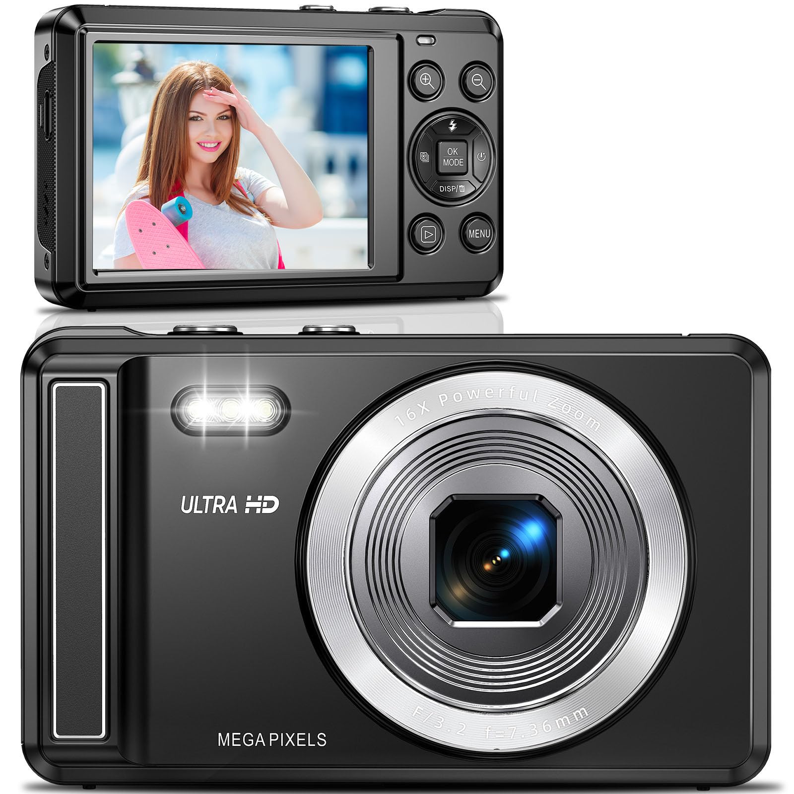 5K Digital Camera 72MP Vlog Camera for YouTube with 2.8" Screen, 16X Zoom, UHD Autofocus Video, 32GB SD Card, Compact Travel Camera for Teens-picture-21