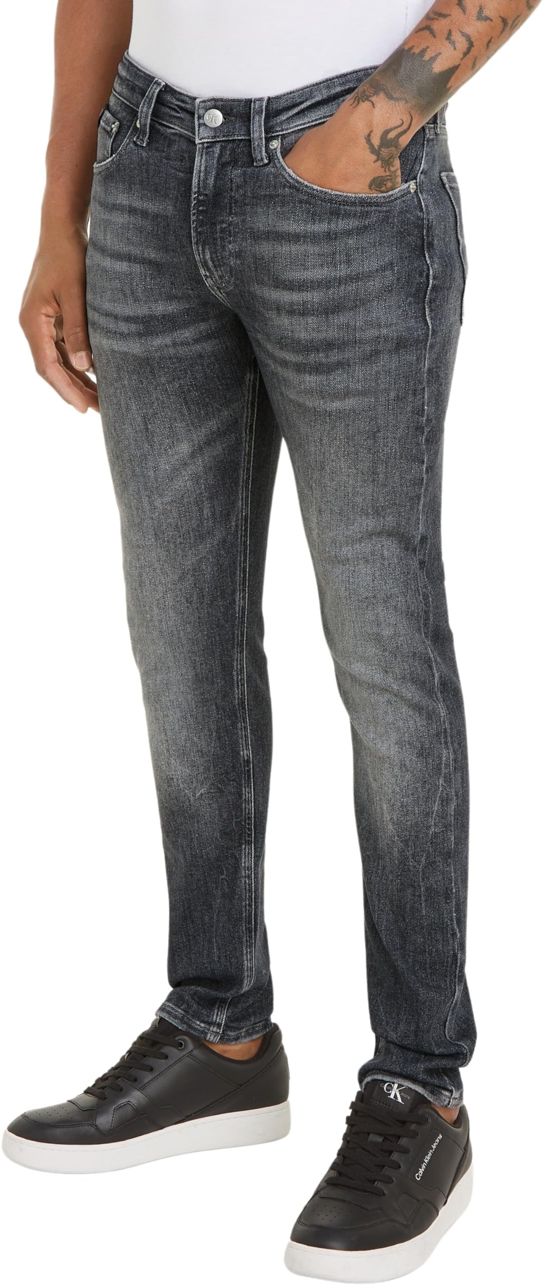 Calvin Klein Jeans Men Jeans Skinny Fit, Grey (Denim Grey), 33W/34L