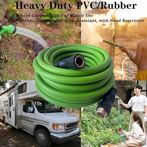 Miniatura 5 de Manguera de jardín de 58 pulgadas x 15 pies, híbrida, sin torceduras, resistente, ligera, flexible, accesorios masculino femenino, mango y latón