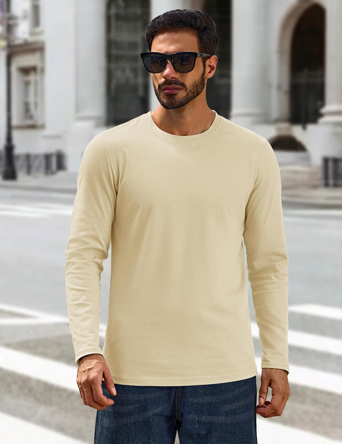 Cotrasen Mens Long Sleeve Tee Shirts Cotton Crew Neck Moisture Wicking Soft Casual Basic T-Shirts - Image 7