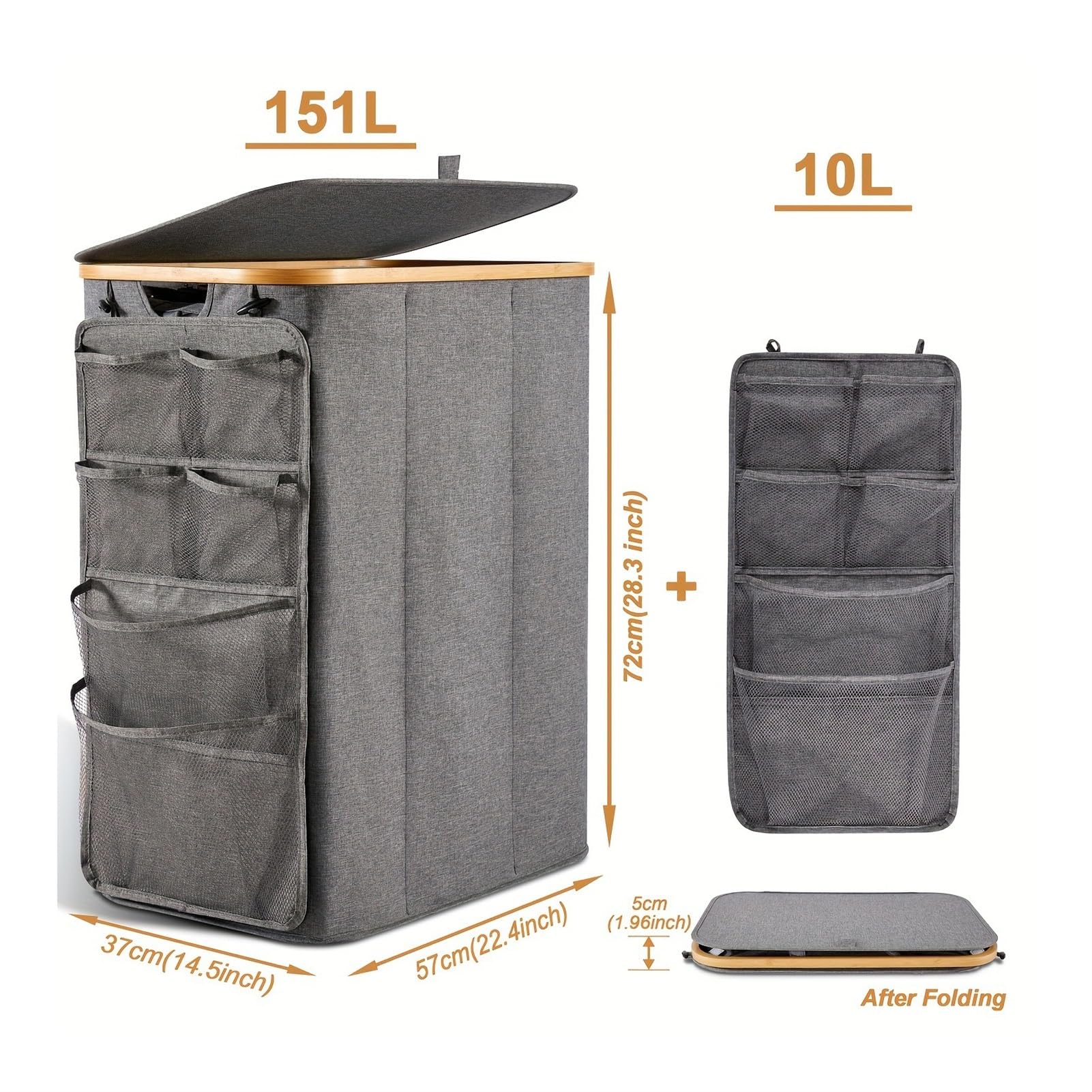 Cesto for la ropa sucia con tapa, Baño y salón for organizar Ahorra espacio Gran capacidad Resistente Portátil Plegable Cesto de almacenaje(Negro)