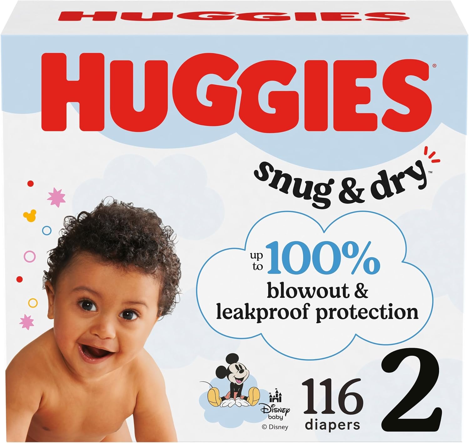 Huggies Size 2 Diapers, Snug & Dry Baby Diapers, Size 2 (12-18 lbs), 116 Count, Packaging May Vary Size 2 116