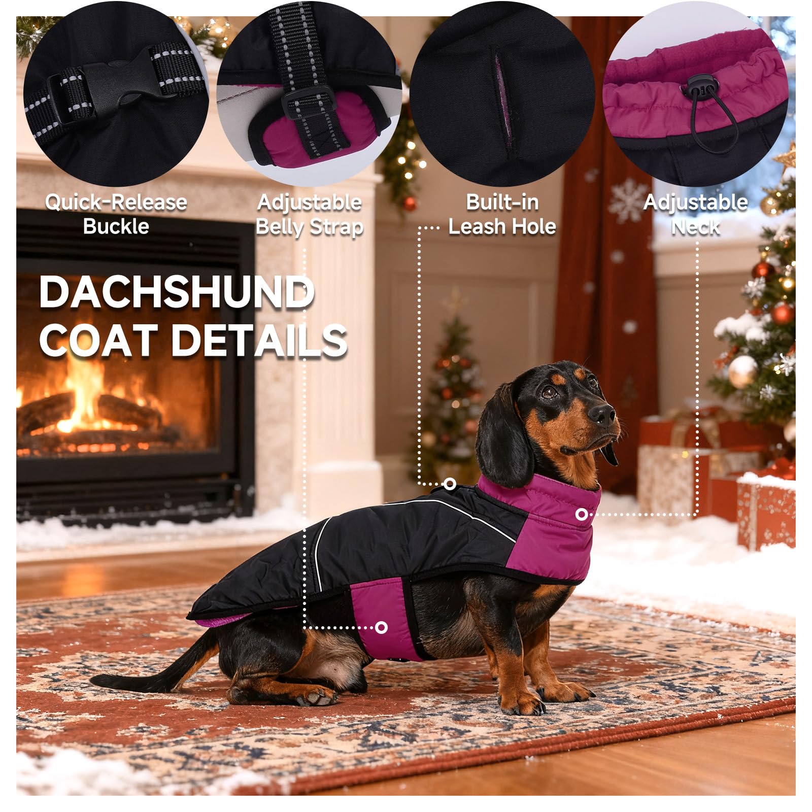 DORA BRIDAL - Veste d'hiver pour chien avec doublure en polaire, veste chaude avec bandes réfléchissantes, veste imperméable réglable pour animal de compagnie, taille XL