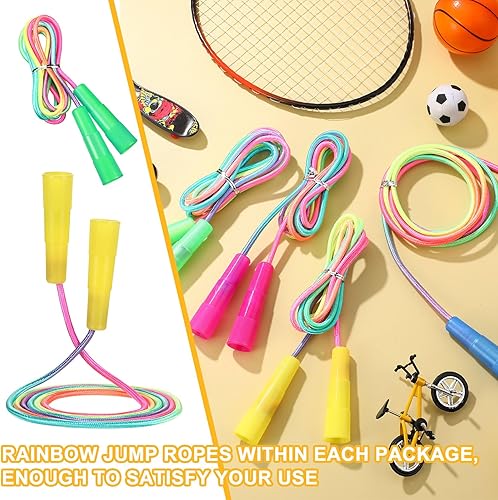 Miniatura 2 de Leyndo Juego de 48 cuerdas de saltar de nailon para niños, cuerda de saltar vibrante para niños y niñas, diversión al aire libre, recuerdos de