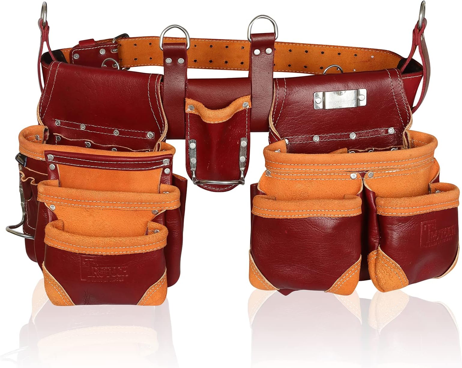 Grain Leather Tool Belt | Tool Rig Set | Tool Pouch | Drywall | Carpenter Tool Bag | Leather Tool Belts for Men | Construction | Framers | Electrician (Maroon)