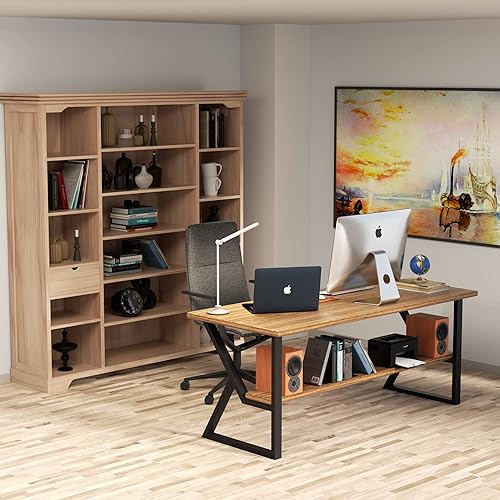 Miniatura 8 de Patas de metal para mesa de 28 x 24 pulgadas, patas de escritorio industrial en forma de X, juego de 2 patas de muebles resistentes para mesa de