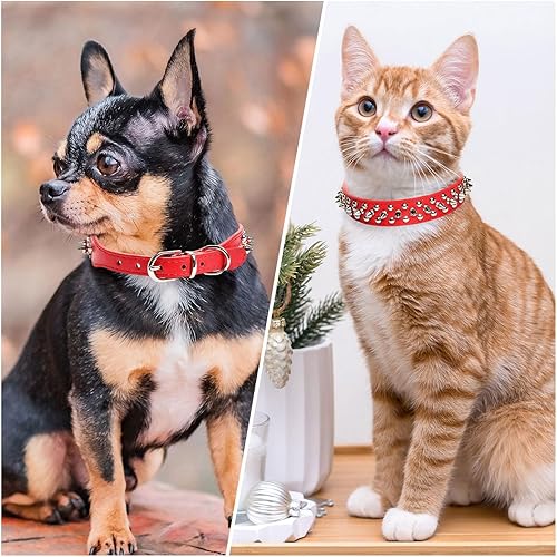 Miniatura 9 de Collar de cuero con tachuelas para perros pequeños, medianos y grandes, collar de piel sintética azul suave ajustable para perros medianos y
