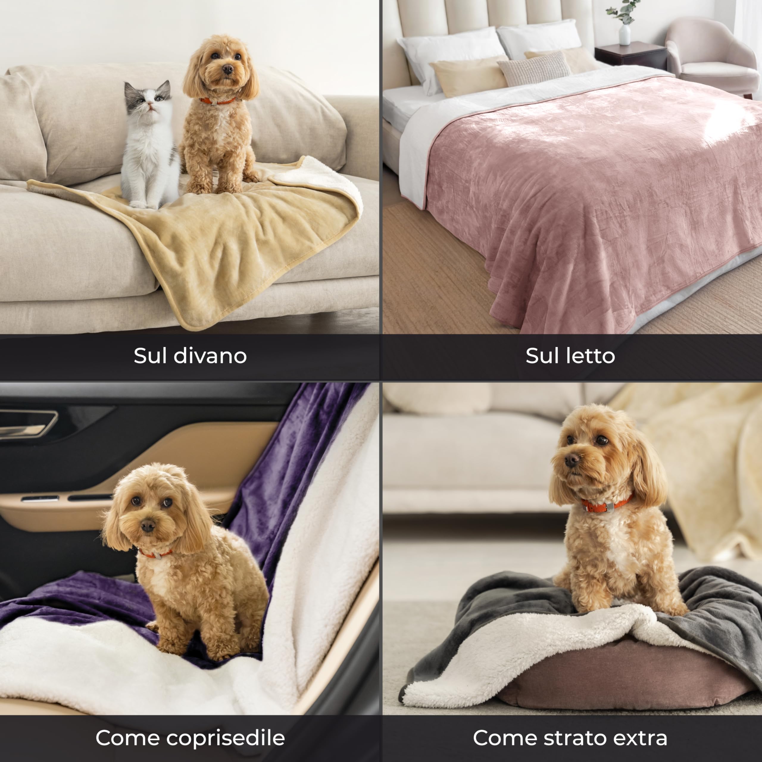 Dreamzie - Coperta Impermeabile per Cani 152x203 cm - Copridivano Reversibile Lavabile in Pile Sherpa -Telo Impermeabile per Letto o Divano - Copriletto - Blu Marino