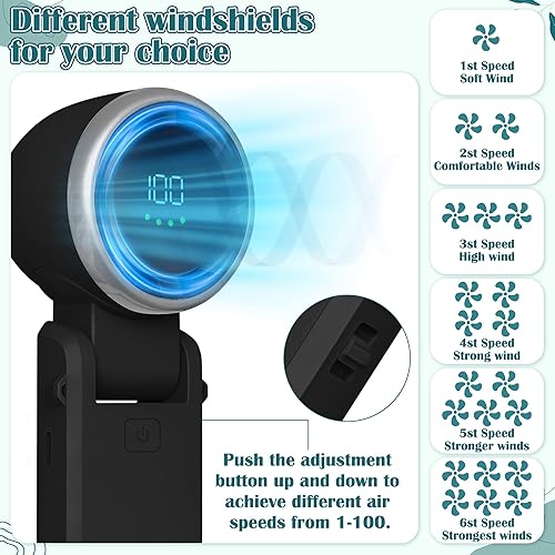 Miniatura 3 de Mini ventilador portátil de mano  Pequeño ventilador de mano personal plegable para el cuello con pantalla LED, velocidad ajustable de 3600 mAh