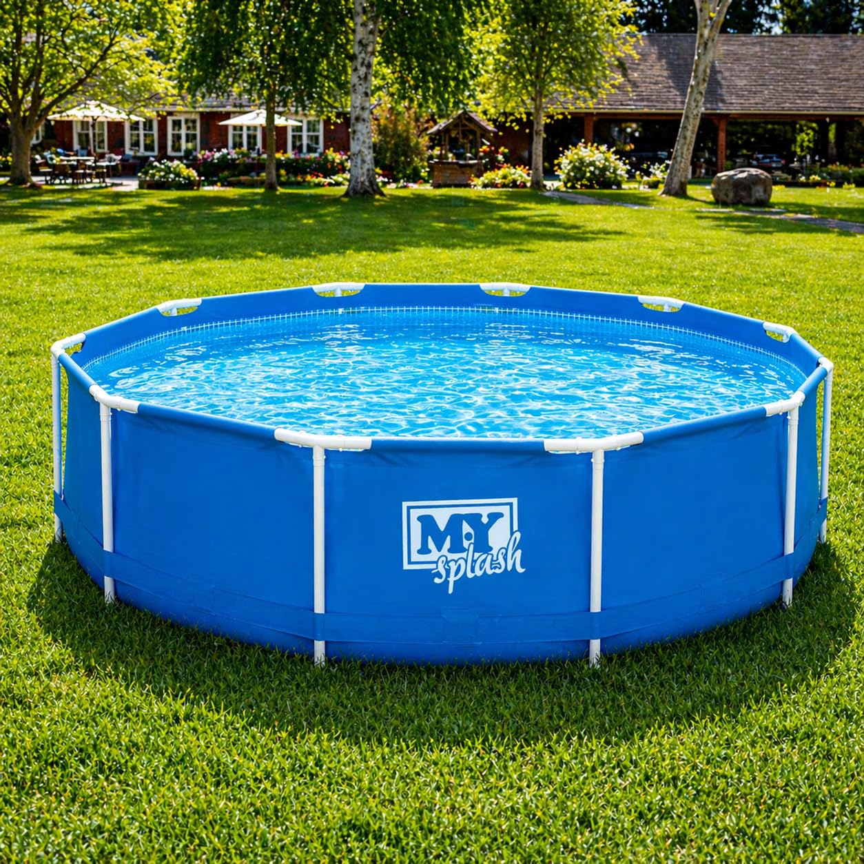M.Y Splash 10ft x 30in Metal Frame Swimming Pool and Filter Pump Set 10ft Swimming Pool, Blue, 10ft + Filter Pump - Image 4
