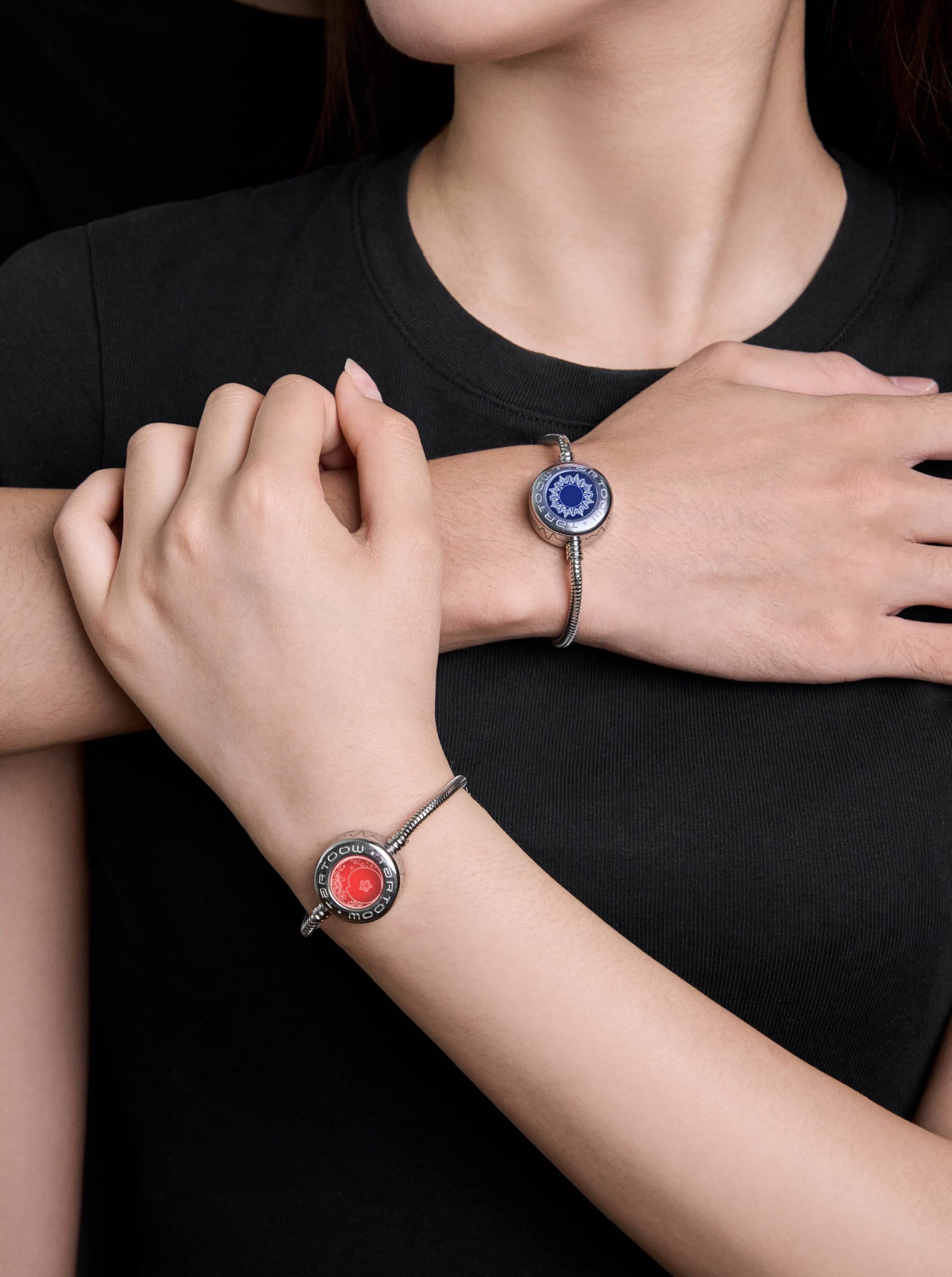 Pulseras de Vibración de Toque a Larga Distancia Regalos para Relaciones a Larga Distancia para Novia y Novio Pulseras de Amor para Parejas Bluetooth S001