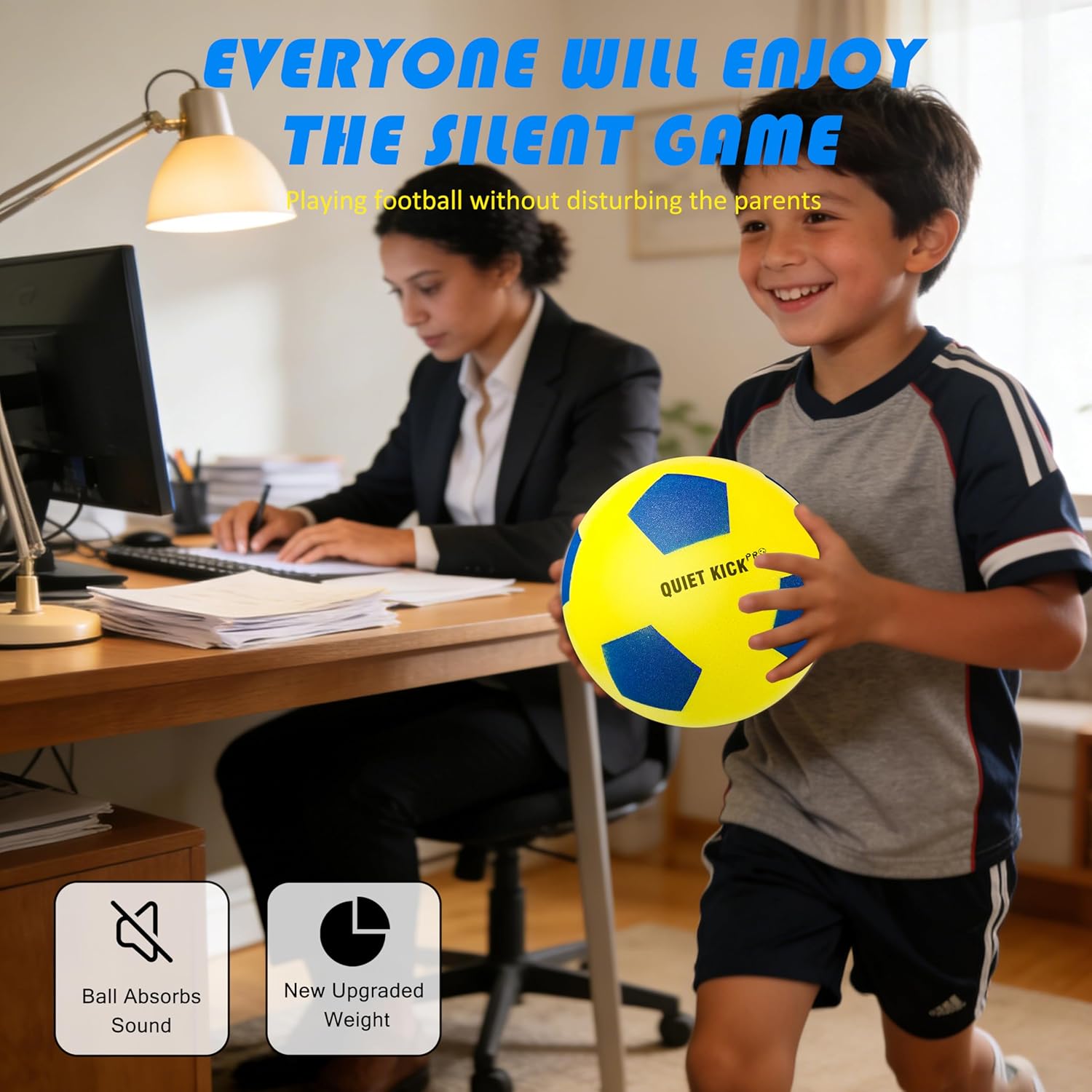 Silent Foam Soccer Ball PRO 2026 Weighted Indoor Training Ball Multi-Sport Dribbling Practice Soft No-Noise Design for Home Play, Durable Foam Construction Size 3/5/7 Weighted·Size 5