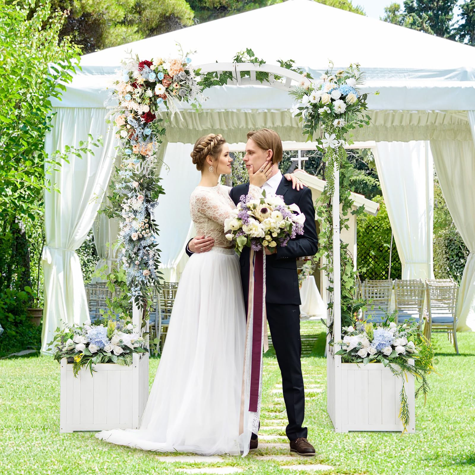 Arco De Jardín De Medio Lado, Cenador De Jardín Resistente, Marco De Acero,  Arco De Jardín, image size:1600x1600
