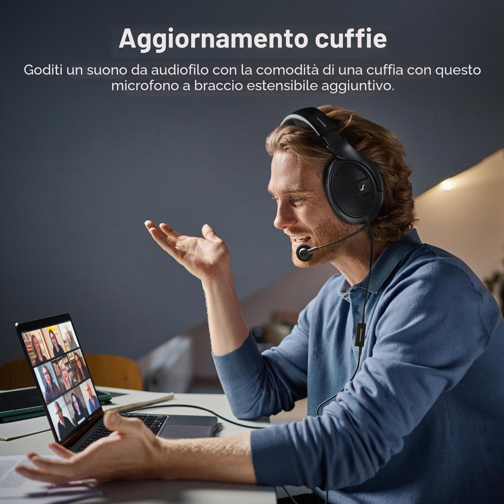 Sennheiser HD 500 BAM, microfono a braccio plug-in per gaming e chiamate, con controlli volume e muto, jack analogico da 3,5 mm, per cuffie HD 560S, HD 505, HD 620S e altri