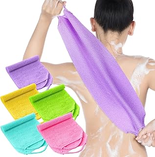 5 Pcs Exfoliating Back Scrubber for Shower Body Scrubber Exfoliating with Handles Washcloth Towel Pull Strap Shower Scrubber for Body Cleans Skin Massages for Women Men One Size