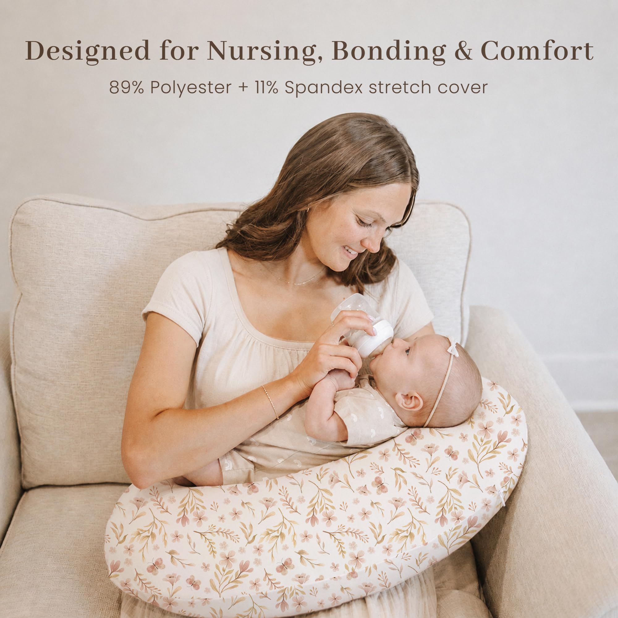 Konssy 2 Pack Nursing Pillow Covers, Soft Stretchy Cover for Breastfeeding — product photo